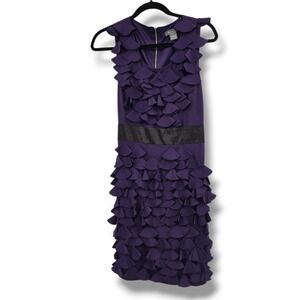 Gracia Purple Ruffle Sleeveless Party Dress Black Waist Belt L